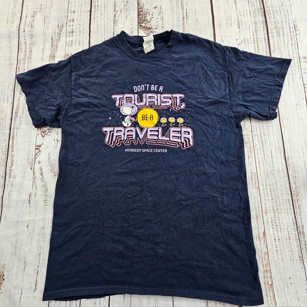 Kennedy Space Center Be a Traveler Blue Short Sleeve Cotton T-Shirt Men's M